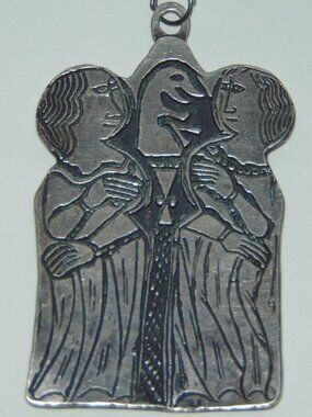 VTG Metropolitan Museum of Art Sterling Silver Women In Robes & Serpent Pendant